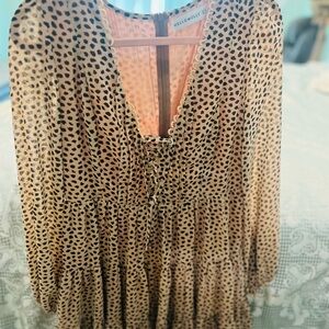 Hello Molly Beige and Black Patterned Dress